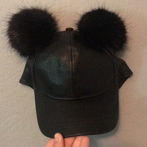 leather pom hat